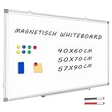 QUEENLINK Magnetisch Whiteboard, 40x60cm Magnettafel mit Aluminiumrahmen,...