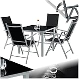 tectake® Gartenmöbel Set mit Tisch und 4 klappbaren Stühlen mit...