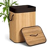 G21 Bambus Wäschekorb mit Deckel 72L, Stabiler Wäschesammler Bambus mit...