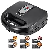 SOKANY 6-in-1 Multifunktionsgerät 750W (Sandwich Maker, Waffeleisen,...