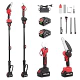 ONEVAN Akku Hochentaster und Astschere mit Teleskopstiel, 4-in-1,...