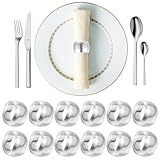 Serviettenringe Silber, 12 Stück Elegante Metall Serviettenring,...