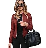 Kunstlederjacke Damen Bikerjacke Biker Lederjacke Damen Kunstleder Pu Jacke...