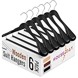 HOUSE DAY 6 Stück Anzugbügel Holz - Kleiderbügel mit Extra Breiten...