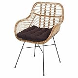 Esszimmerstuhl HWC-P17, Küchenstuhl Korbstuhl Rattansessel Rattanstuhl...