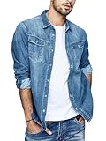 Runcati Herren Jeanshemd Langarm Denim Shirt Regular Fit Baumwolle Western...