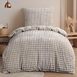 RUIKASI Winter Plüsch Bettwäsche Beige 135x200 - Warme Kuschelig Weich...