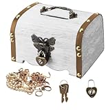 Kleine Vintage Holz Schatztruhe, Vintage-Look Schatztruhe mit...