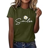 T-Shirt Damen Sommer Oberteile Rundhals Kurzärmeliges Print Bluse Basic...