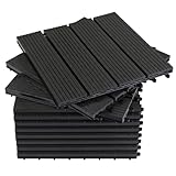Montafox WPC Fliesen 30 x 30 cm 11 Stück / 1m² Anthrazit Terrassenfliesen...