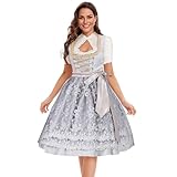 Dirndl Damen Midi Elegante Lila, Dirndl Bluse Damen mit Bluse Spitze &...