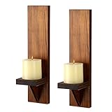 BSTKEY 2er Set Holz Wandkerzenleuchter Dekorative Kerzenhalter...