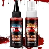 2 Pcs Abwaschbares Kunstblutspray & Blutcreme Halloween Kunstblut Spray...