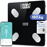 LEBENLANG Körperwaage Personenwaage digital - Bis 180 Kg Präziseste...