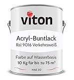 Viton Buntlack 10 Kg Weiss - Seidenmatt - Wetterfest für Außen und Innen...