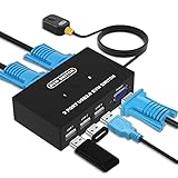 2 Port KVM Switch USB VGA mit KVM Kabeln, KVM Umschalter für VGA Monitor...