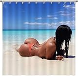 Duschvorhang 180x200 cm Indische Schönheit Duschvorhang Bikini Bad Vorhang...