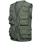 OPIGJUFD Weste Herren Sommer Angelweste for Herren, ärmellose Wanderjacke,...