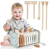 DINORUN Montessori Spielzeug ab 1 Jahr, Hammerspiel Holzspielzeug...