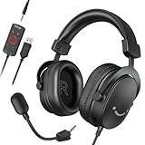 FIFINE Gaming Headset mit Mikrofon, Over Ear Kopfhörer mit Kabel, USB...