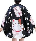 LAI MENG FIVE CATS Damen Lucky Cat Cardigan Kimono Lose Cover Up Casual...