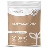 Ashwagandha Hochdosiert - 365 vegane Tabletten (1 Jahr Vorrat) - 600mg pro...