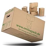 smiley pack 10 x stabile Umzugskartons - 620 x 300 x 330 mm - Extra groß...