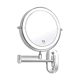 Make-up-Spiegel zur Wandmontage, LED-beleuchteter 10-facher...