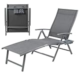 Kozyard Cozy Liegestuhl aus Aluminium, mit Getränkehalter (1 Stück, grau)