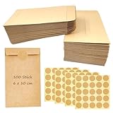 100 Stück Papiertüten Klein 6 x 10 cm, Braun Samentütchen, Mini...