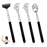 4 Stück Rückenkratzer, Edelstahl Teleskop Rückenkratzer Tragbarer...