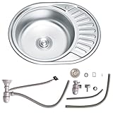 Melko Edelstahleinbauspüle Einzelbecken Küchenspüle rund Spülbecken...