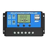 20A Solarladeregler 12V/24V Solar Ladegerät Controller, PWM Solarpanel...