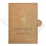 Karte zur Hochzeit aus Kraftkarton mit goldener Heißfolienprägung - Hand...