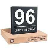 Hausnummer Beleuchtet Led 30x30cm 230V Strom Große aus Aluminium mit...