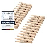 24 x Wäscheklammern Holz groß VonBueren | 7 cm | Holzwäscheklammern |...