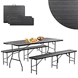 DIVID® Bierzeltgarnitur 3-teilges Set|Tisch + 2 Bänke|Für drinnen und...
