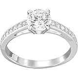 Swarovski Attract Round Ring, Rhodinierter Damenring mit Funkelnden...