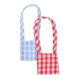 WOONEKY Kleiner Canvas Umhängetasche für Puppen 10 15cm Karomuster in...