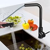 Asdsed Wasserhahn Küche Schwarz, Küchenarmatur, Wasserhahn Ausziehbar mit...