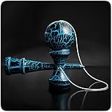 PRECORN Kendama Japanisches Geschicklichkeitsspiel schwarz/Blauer Kugel...