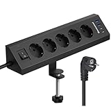 Steckdosenleiste 5 Fach Tischsteckdose mit USB C Port, Schreibtisch...