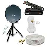 PremiumX Satelliten-Komplettanlage 80cm Satellitenschüssel Anthrazit...