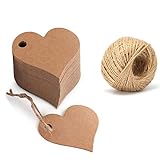 PLABBDPL 50Stk Herz Kraftpapier Geschenkanhänger, Etiketten Herzanhänger...