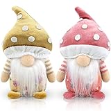 Godeufe 2er Set Pilze Wichtel Figuren Frühling Dekoration Handgemachte...