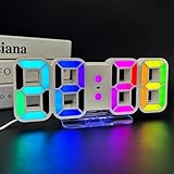 Seutgjie 3D LED Digitalwecker, Tischuhr Digital Uhr 14 RGB Farbwechsel...