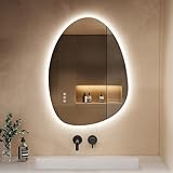 S'AFIELINA Spiegel mit Beleuchtung Asymmetrischer LED Badspiegel 60 x 45 cm...