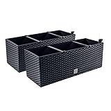 PAFEN 2in1 Set 2X Balkonkasten Blumenkasten Rattan-Optik 4 Farben...