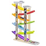 Muslecid Upgrade 7 Ebene Holz-Kugelbahn Autorennbahn mit 7 Autos Spielzeug...