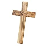 MaMeMi WANDKREUZ aus OLIVENHOLZ – 15 x 9 cm – Handgefertigtes HOLZKREUZ...